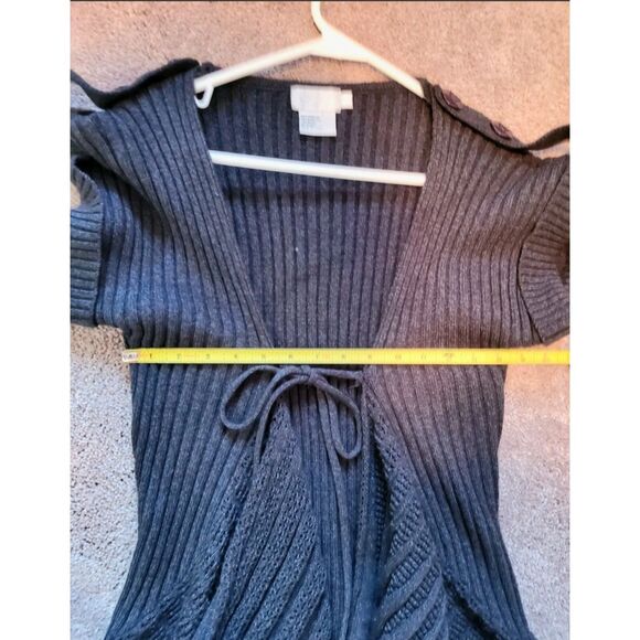 Adore  Flattering Cardigan Sweater Vest Tie Front Dark Gray Size L - Picture 4 of 6